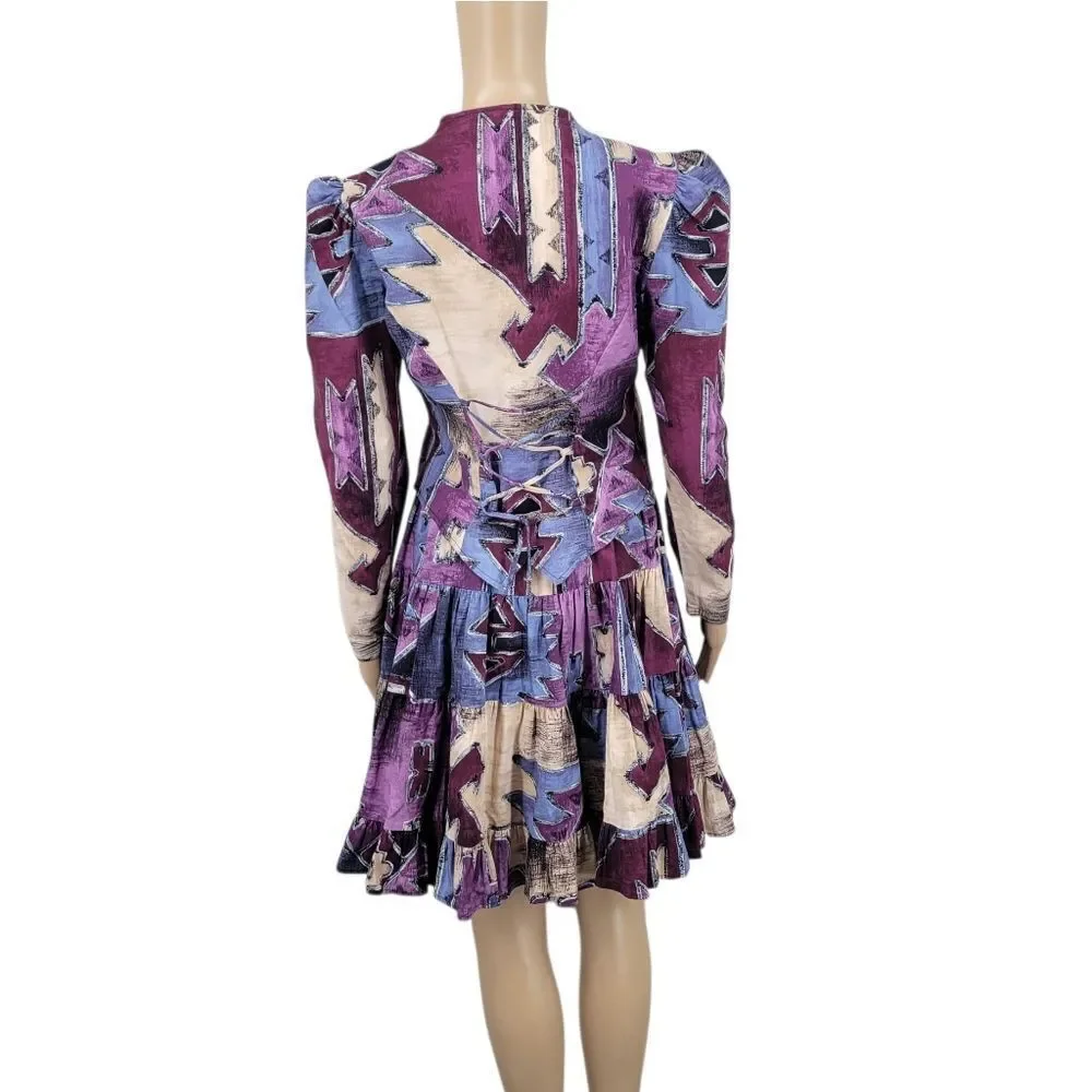 Roughrider Vintage Western Circle Skirt Set Top Puffed Sleeves Corset Back